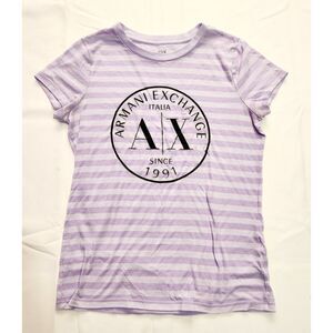 Women's Armani Exchange Icon Logo Purple Stripe Top Size M